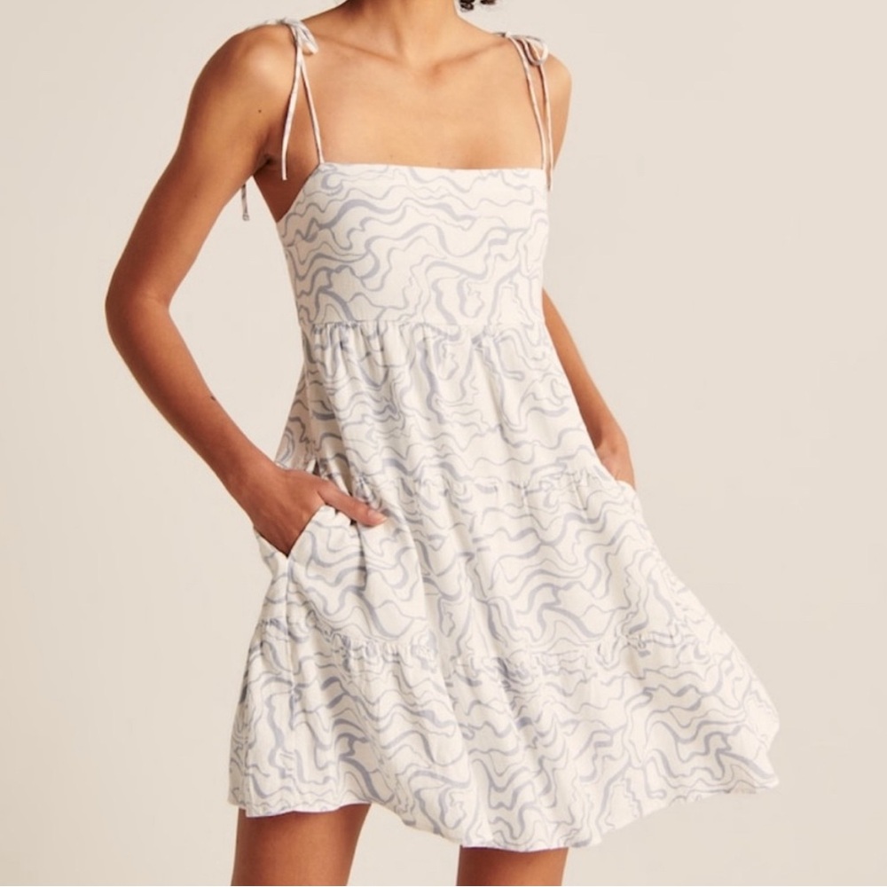 A&F Tie-Strap Linen-Blend Mini Dress